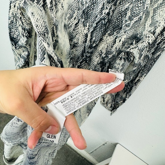 Zara Black Grey White Python Snake Print Button Down Long Sleeve Dress - Picture 8 of 10